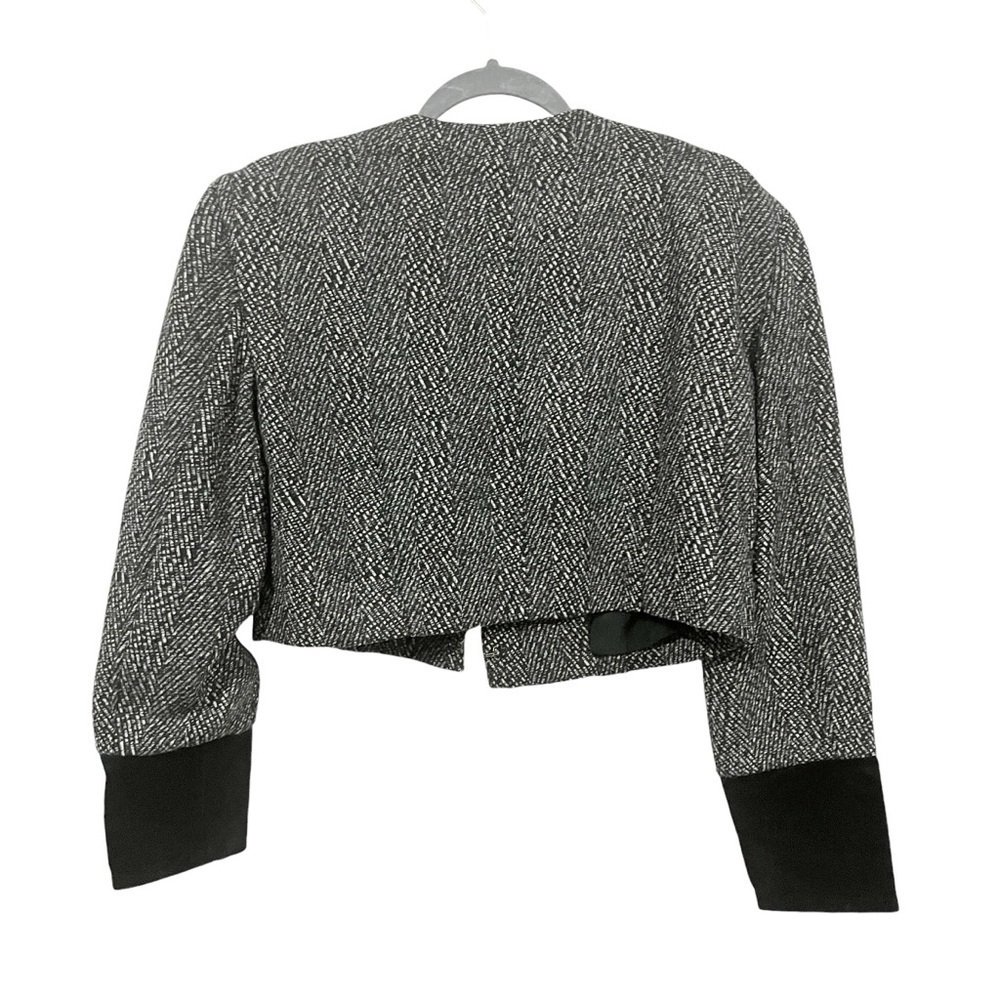 Free People Tweed Emily Jacket sz: S Black Cropped Military Coat Velvet Cuffs - Picture 7 of 10